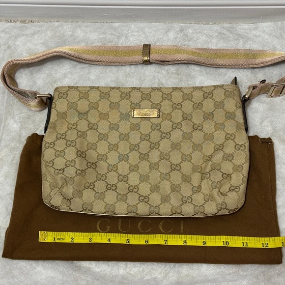 Gucci Handbags - GUCCI GG Canvas Sherry Line Shoulder Bag Beige Gold